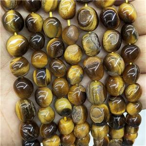 Natural Tiger Eye Stone Chips Beads Polished Freeform, approx 6-9mm