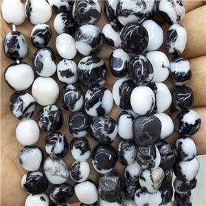 Natural White Black Zebra Jasper Beads Chip Freeform, approx 6-9mm