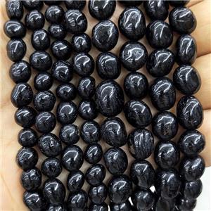Natural Black Tourmaline Chips Beads Freeform Polished, approx 6-9mm