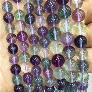 Natural Fluorite Beads Multicolor Smooth Round, approx 10mm dia