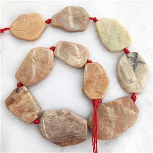 Natural Sunstone Slice Beads Peach Freeform, approx 15-40mm
