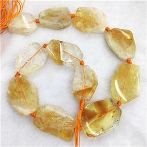 Natural Yellow Citrine Slice Beads Freeform, approx 15-40mm