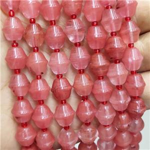 Red Synthetic Quartz Beads Bicone, approx 10-11mm