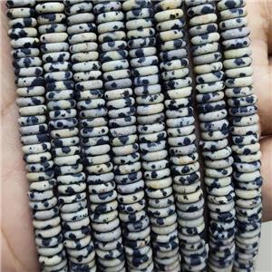 Natural Black Dalmatian Jasper Heishi Beads Matte, approx 6mm
