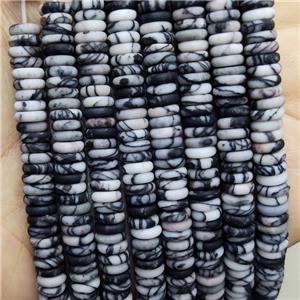 Black Silk Jasper Heishi Beads Matte, approx 6mm