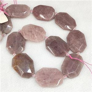 Natural Pink Strawberry Quartz Beads Slice, approx 20-35mm
