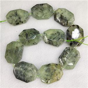 Natural Green Prehnite Slice Beads, approx 20-35mm