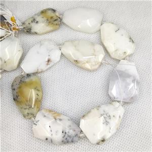 Natural White Moss Opal Teardrop Beads, approx 20-38mm