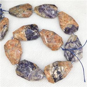 Natural Orange Purple Sodalite Teardrop Beads, approx 20-38mm