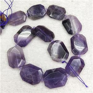 Natural Amethyst Beads Faceted Rectangle Purple, approx 20-30mm