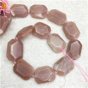 Natural Peach Sunstone Beads Faceted Rectangle, approx 20-30mm