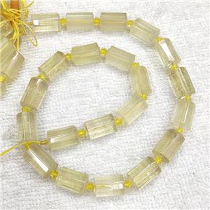 Natural Lemon Quartz Column Beads, approx 10-14mm