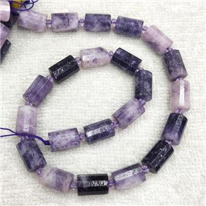 Natural Lepidolite Column Beads Purple, approx 8x12mm