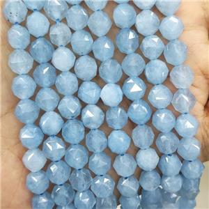Natural Aquamarine Beads Blue Treated Cut Round, approx 7-8mm