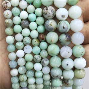 Natural Australian Chrysoprase Beads Green Smooth Round B-Grade, approx 4mm dia