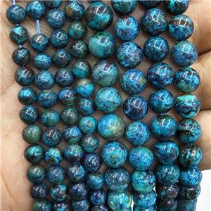 Natural Blue Azurite Beads Smooth Round, approx 6mm dia