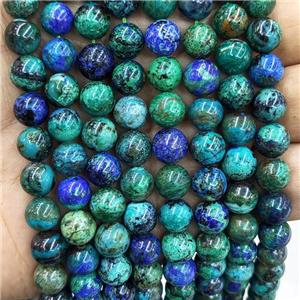 Natural Azurite Beads Smooth Round Blue Green Treated, approx 6mm dia
