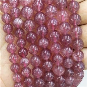 Natural Pink Strawberry Quartz Beads Smooth Round, approx 6mm dia