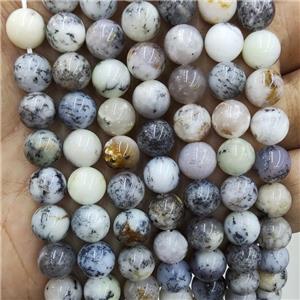 Natural Moss Opal Beads White Smooth Round, approx 6mm dia