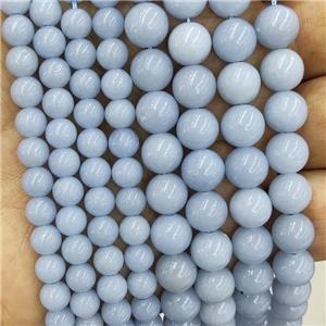 Natural Blue Angelite Beads Smooth Round, approx 10mm dia