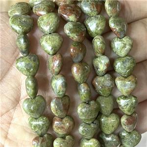 Green Bloodstone Heart Beads, approx 10mm
