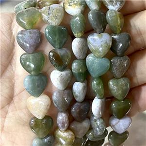 Indian Agate Heart Beads, approx 10mm