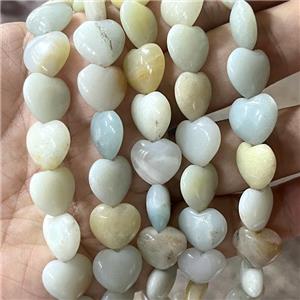 Amazonite Heart Beads, approx 10mm
