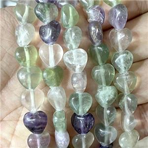 Fluorite Heart Beads Multicolor Dye, approx 12mm