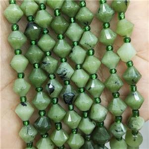 Canadian Chrysoprase Beads Green Treated Bicone, approx 8mm