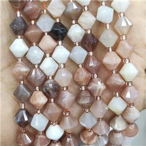 Natural Moonstone Bicone Beads Multicolor, approx 8mm