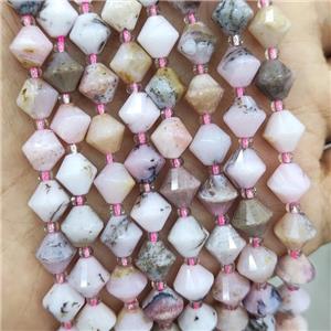 Natural Pink Opal Bicone Beads, approx 8mm