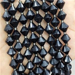 Natural Black Tourmaline Beads Bicone, approx 8mm