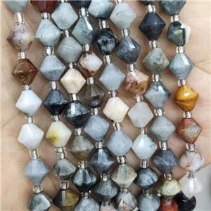Hawkeye Stone Beads Bicone Multicolor, approx 8mm