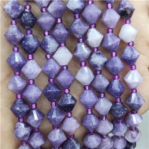Lepidolite Bicone Beads Purple, approx 8mm