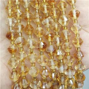Natural Citrine Bicone Beads Yellow, approx 8mm