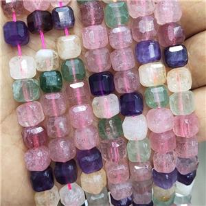 Mix Gemstone Cube Beads Faceted, approx 8-10mm