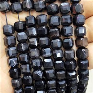 Black Tiger Eye Stone Beads Faceted Cube, approx 8-10mm