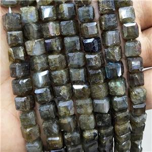 Natural Labradorite Beads Faceted Cube, approx 8-10mm