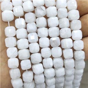 Natural White Moonstone Beads Faceted Cube, approx 8-10mm
