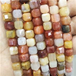 Natural Aventurine Beads Multicolor Faceted Cube, approx 8-10mm