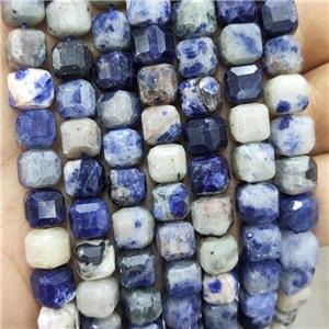 Natural Blue Sodalite Beads Faceted Cube, approx 8-10mm