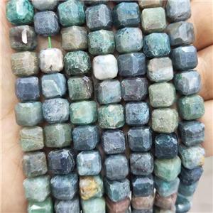 Natural Turquoise Beads Green Faceted Cube, approx 8-10mm