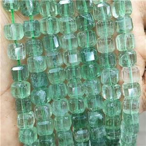 Natural Green Fluorite Beads Faceted Cube, approx 8-10mm