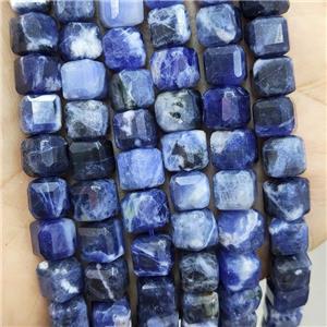 Natural Blue Sodalite Beads Faceted Cube, approx 8-10mm