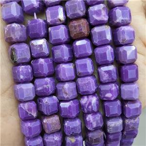 Natural Purple Lepidolite Beads Faceted Cube, approx 8-10mm