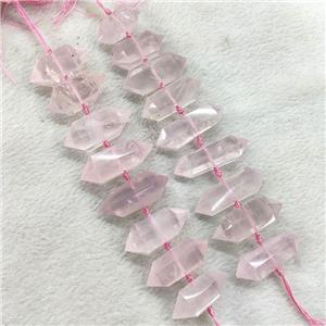 Natural Pink Rose Quartz Bullet Beads Point, approx 15-60mm