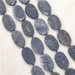 Blue Coral Fossil Beads Oval, approx 14-21mm