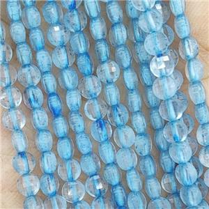Blue Topaz Beads Faceted Coin Dye, approx 4mm