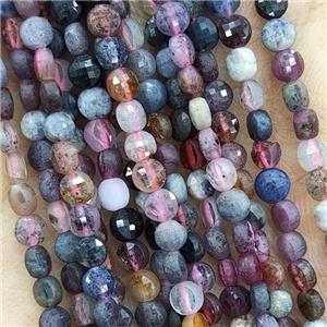 Natural Gemstone Beads Multicolor Faceted Circle Mixed, approx 4mm