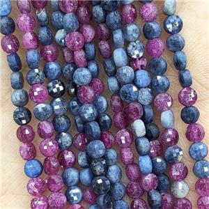 Natural Sapphire And Ruby Beads Red Blue Faceted Circle Mixed, approx 4mm